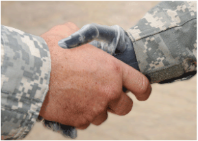 Service men shaking hands